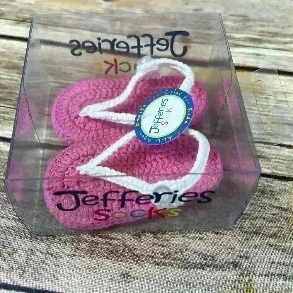 Jeffries Socks Newborn Crochet Sandals | Pink and White